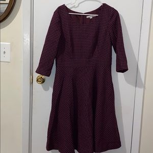 US Sz. 10 Purple Boden polka dot wool blend dress